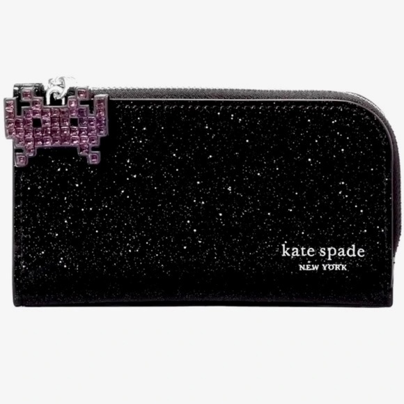 Kate Spade New York Space Invaders X Glitter Patent Small Bifold Wallet NWT - Picture 1 of 5